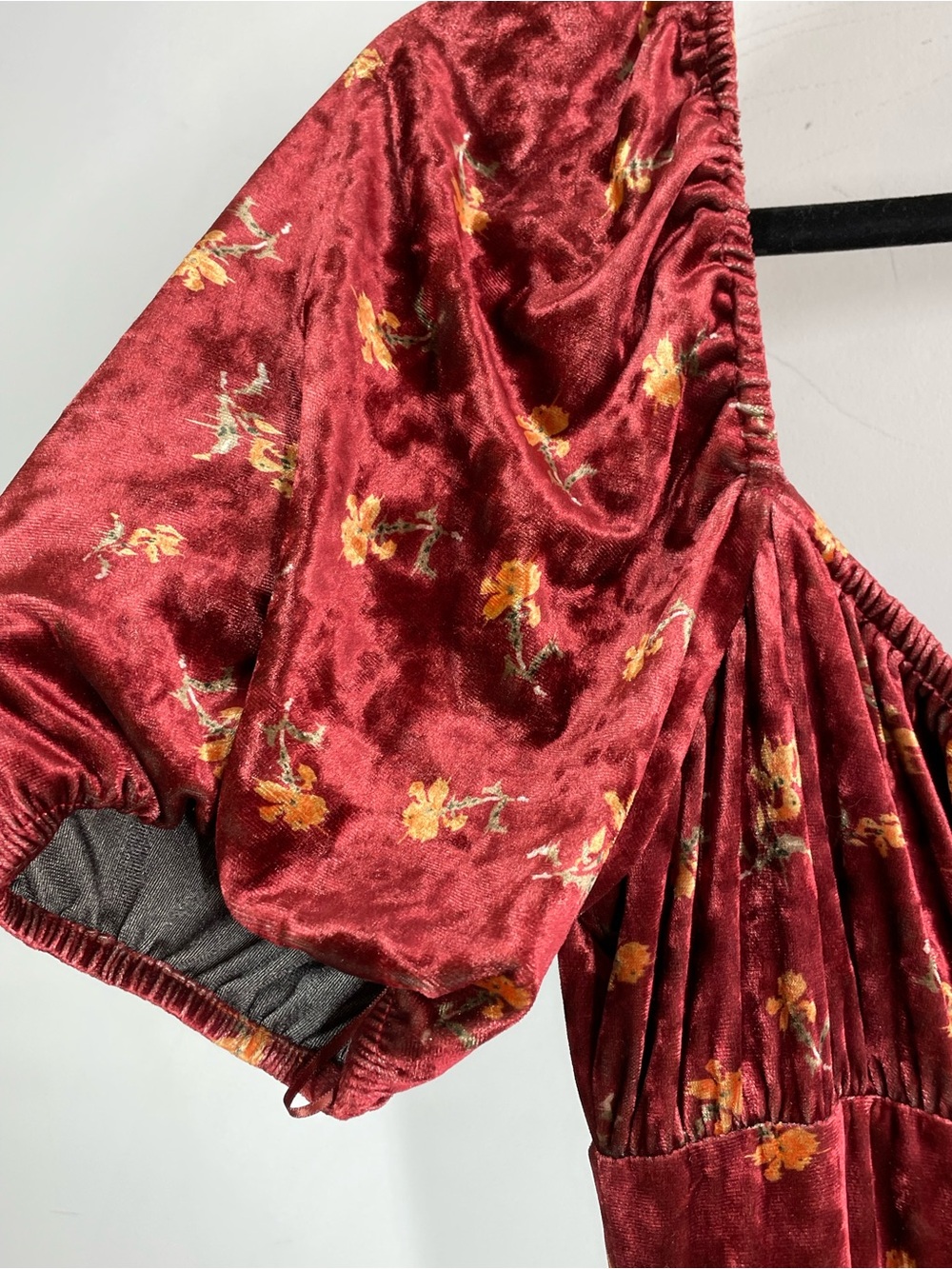 Lait Collection Velvet Floral Maxi Dress Cottagecore Whimsigoth Romantic Large - Picture 7 of 16